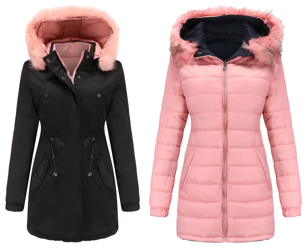 

Зимняя женская куртка 2025 года, женская двусторонняя куртка со съемным меховым воротником, хлопковая куртка, женская утепленная теплая парка, пальто