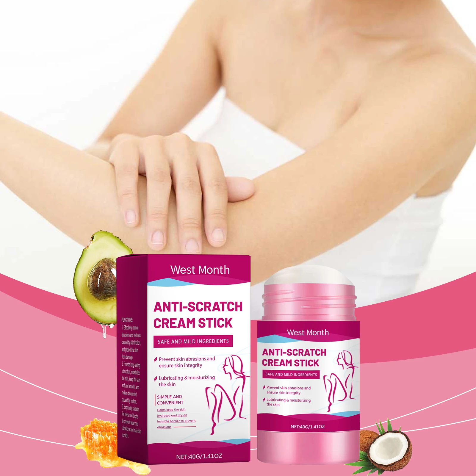 Body Anti-Friction Moisturizing Stick - Hydrating, Refreshing, Non-Greasy Skin Care with Long-Lasting and Protective Formula