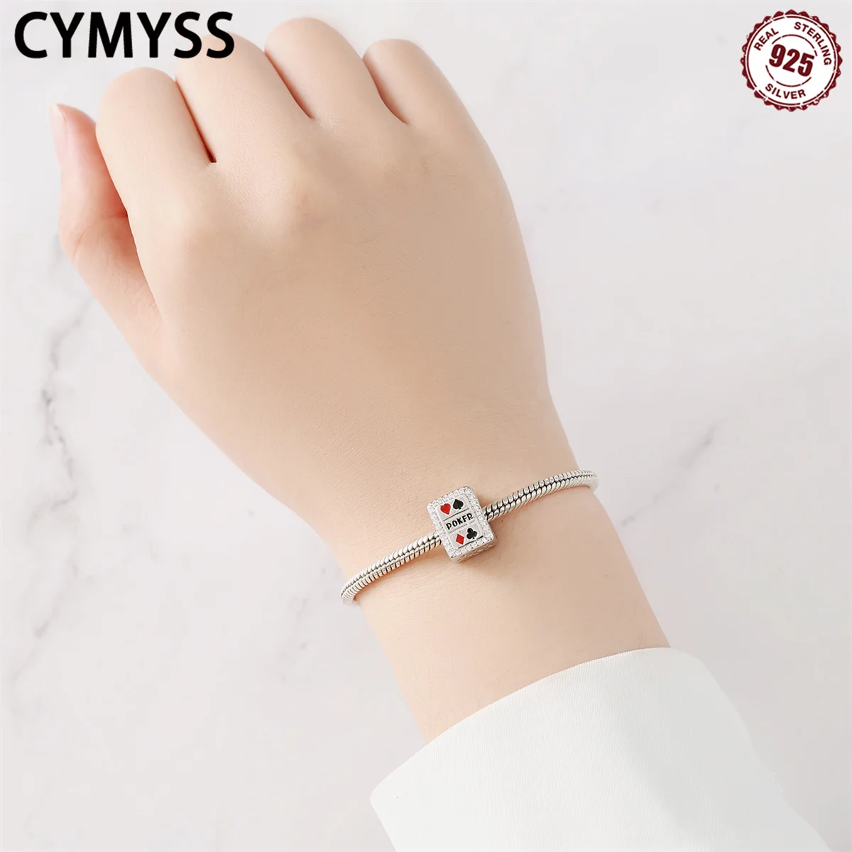 

CYMYSS 925 Sterling Silver Poker Pendant with Stone Inlay, Suitable for Women, DIY Beaded Pendant, Exquisite Jewelry Accessory