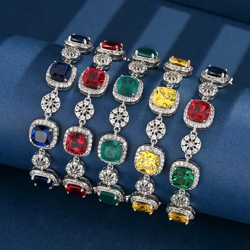 

Exquisite Multicolor Square Cubic Zirconia Bracelet with Sparkling Crystal Accents Jewelry Women Perfect Parties and Daily Wear