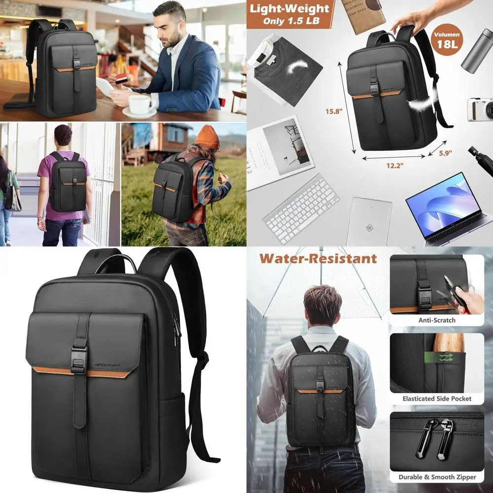 

Универсальный тонкий рюкзак для ноутбука, легкая водостойкая сумка 15,6 дюймов для бизнеса, учебы, повседневного использования