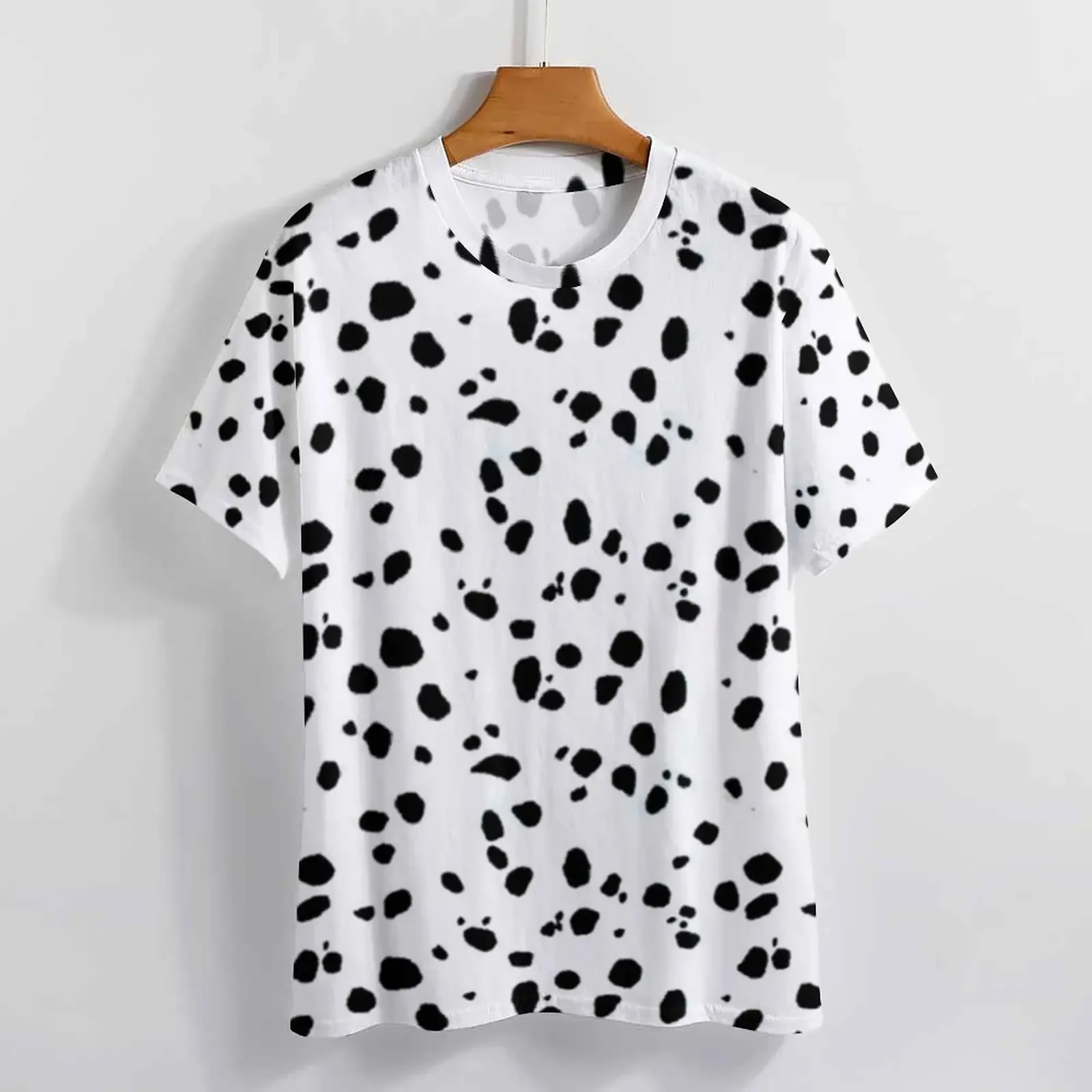 Dalmatian Dog Print T Shirt Men Cute Spots Dots Casual T-Shirts Premium Trending Tee Shirt Short Sleeve Design Plus Size Clothes