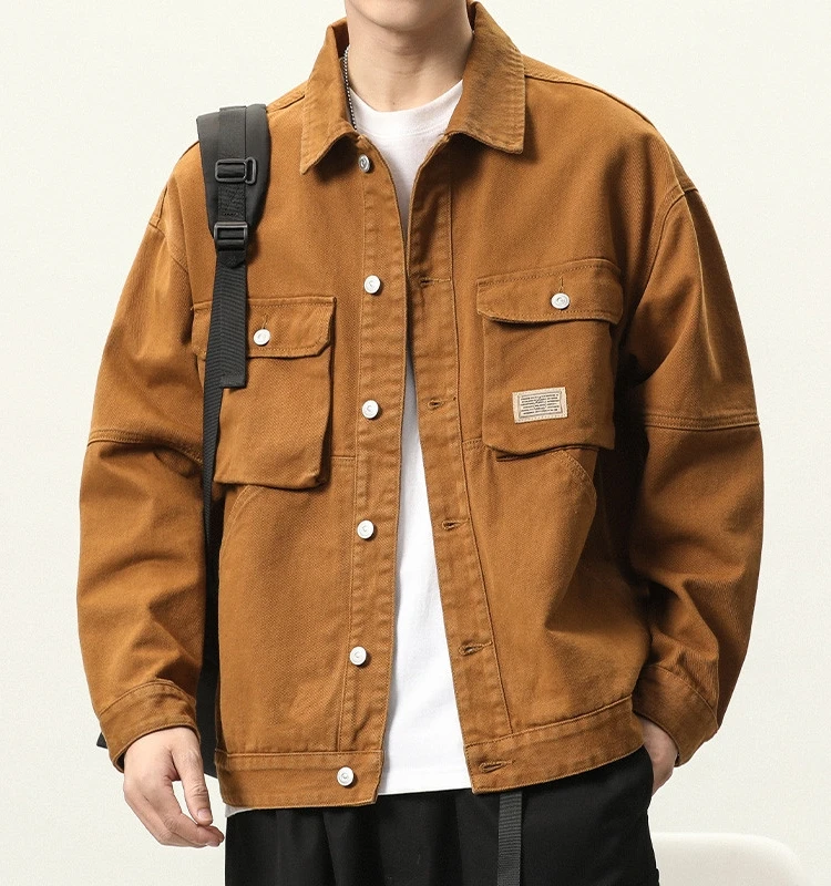 

Retro American Denim Jacket Men's Loose Fit Trendy Workwear Shirt Jacket Long Sleeve Youthful Style Autumn Collection
