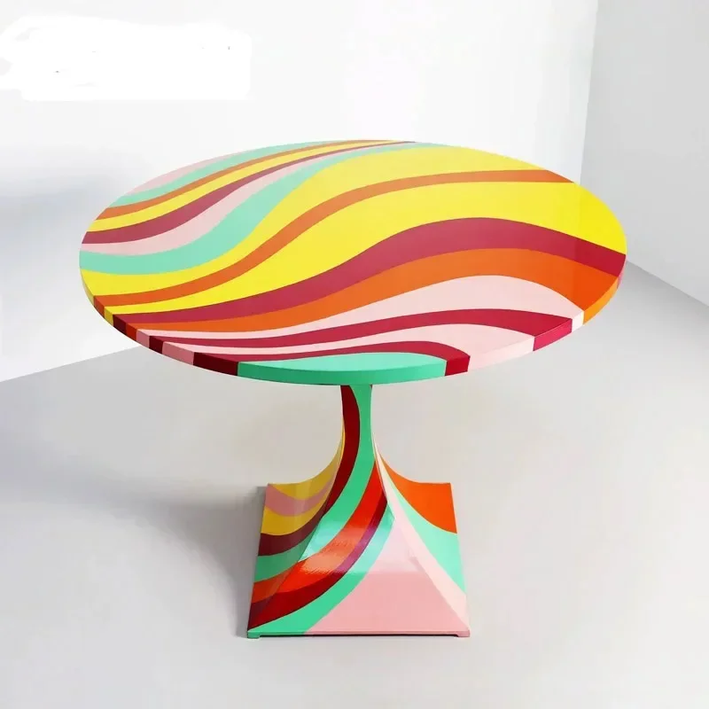 

Round table Household residence Living room Oil painting Graffiti table Special shape