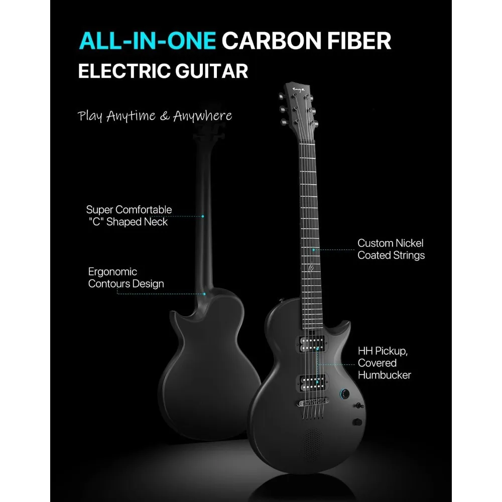 Enya Electric Guitar Nova Go Sonic Smart Electric Carbon Fiber Guitarra with 10W Wireless Speaker, Onboard Presets, All-in-One
