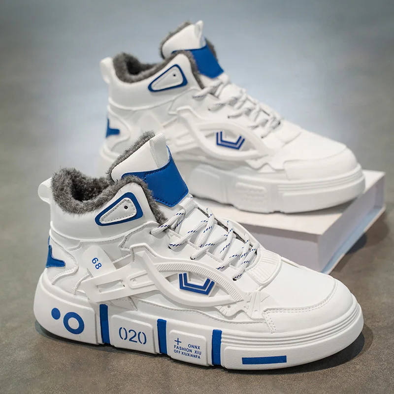 

Unisex Board Shoes Winter New Plush Warm Cosy High Top Cotton Shoes Flat Bottom Student Daily Wear Casual Mens Womens Sneakers
