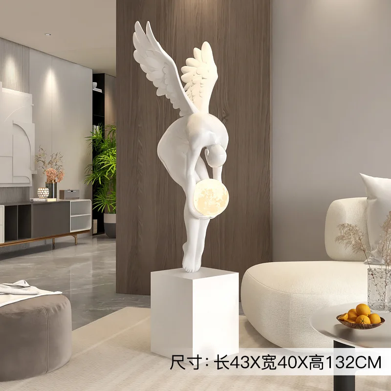 Abstract Handicrafts Hotel Lobby Angel Sculpture Modern Lighting Luxury Art Figure Floor Lamp Ornament Living Room Porch