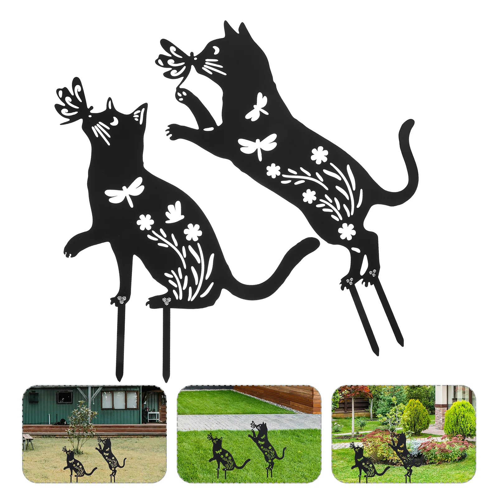 

2 Pcs Fall outside Decor Garden Decorative Ground Inserts Stakes Inserted Yard Animal Outdoor 4000X2700X010CM Black