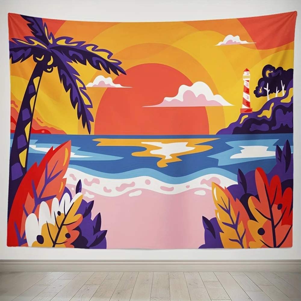 Beach Sunrise Design Digital printing polyester wall tapestry suitable for use in living rooms bedrooms offices bars party