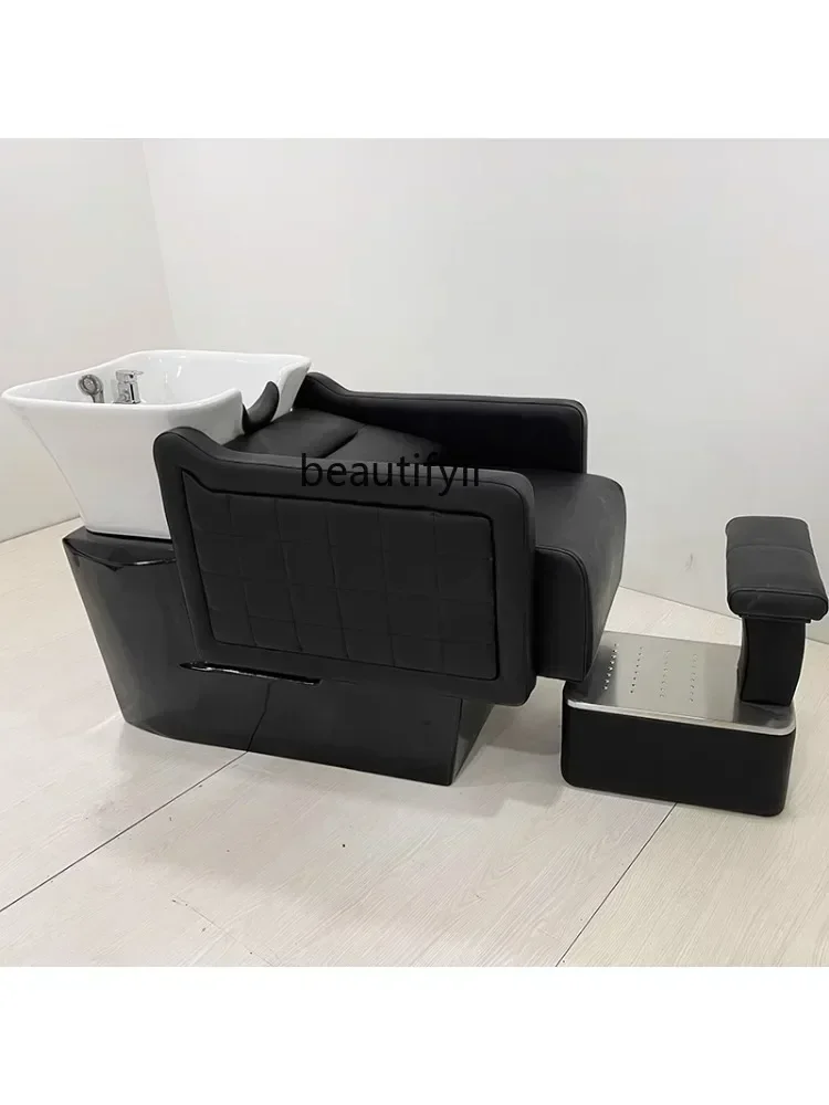 Factory Direct Sales Barber Shop Shampoo Chair New High-End Half Lying Special Simple Flushing Bed for Hair