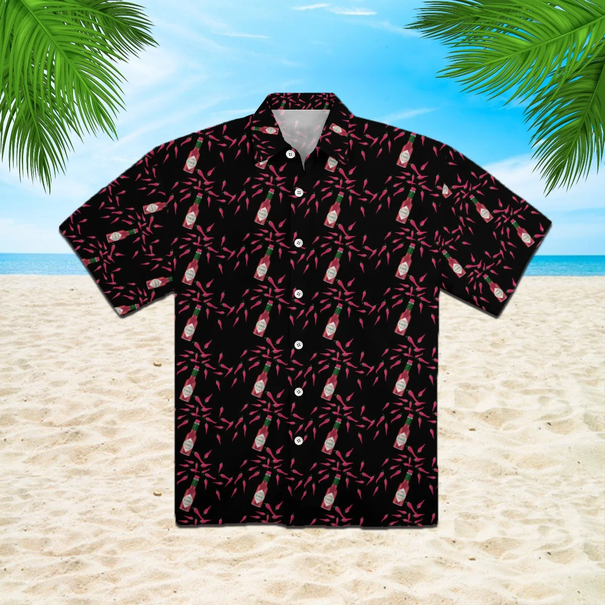 Hawaiian Shirts for Men Beach Seas Parrot Cartoon Print Shirts Beach Short Sleeve Summer Casual Button Up Hawaii Shirts