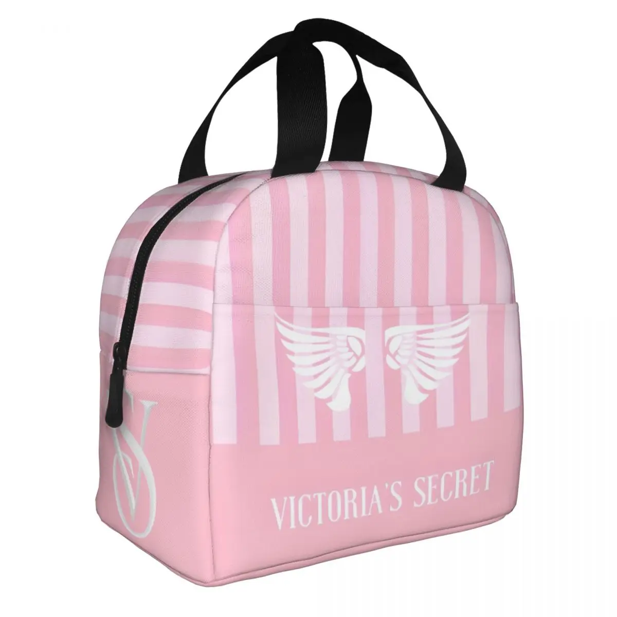 V-Victoria S Secret Stripe Insulated Lunch Bags Thermal Bag Lunch Container Leakproof Tote Lunch Box Food Storage Bags