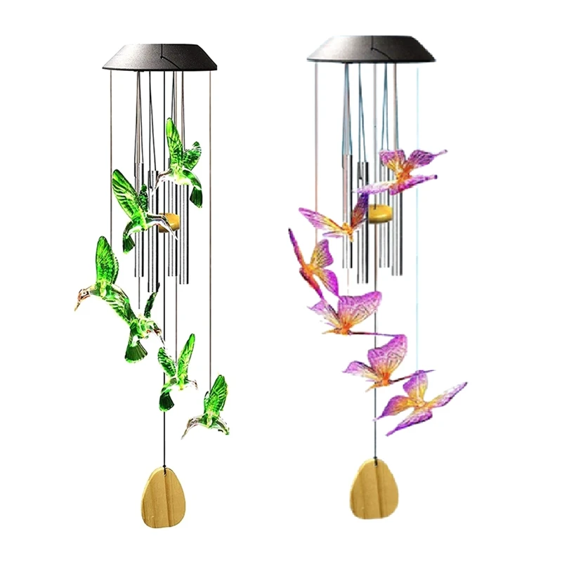 

Colorful Waterproof Butterfly Bird Solar Light Windchime Solar Light For Garden Outdoor