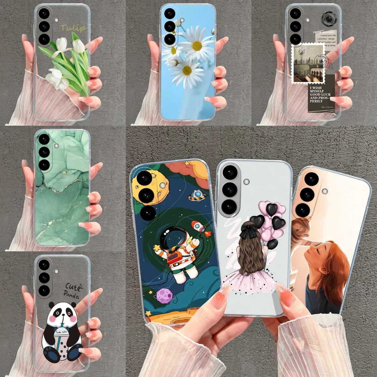 حافظة لهاتف سامسونج جالاكسي S26 S26 + S26Ultra حافظة لطيفة لرائد الفضاء الباندا خفيفة الوزن شفافة لهاتف سامسونج S26 Ultra Plus Funda Coque