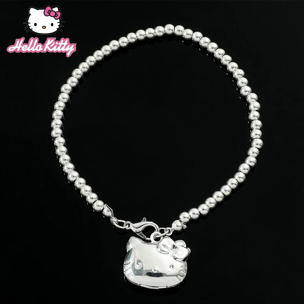 Модные Серебряные Подвески Sanrio, браслеты с кошкой Hello Kitty, популярные Брендовые женские ювелирные изделия для девочек, аксессуары на день рождения, подарок