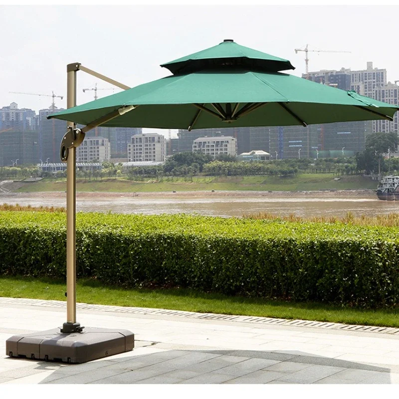Sun parasol outdoor stall courtyard beach Roman umbrella large shade base 3 meters double layer