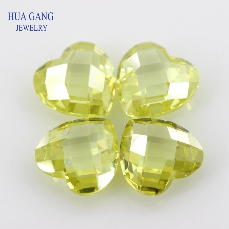 Multicolour Heart Shape Cubic Zirconia Double Checkboard Loose CZ Stone Synthetic Gems Beads For Jewelry  Golden garnet white