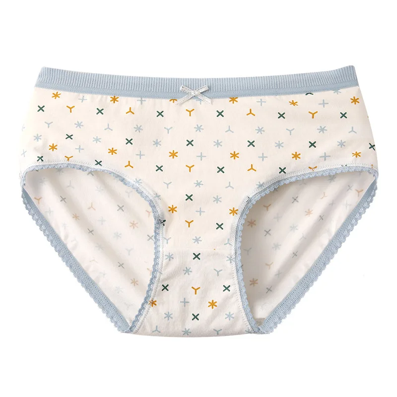 1 قطعة سراويل الفتيات القطنية الطلاب الطازجة طباعة الملابس الداخلية تنفس Underpant الحلو سراويل الإناث منتصف الخصر الراحة لينة موجز
