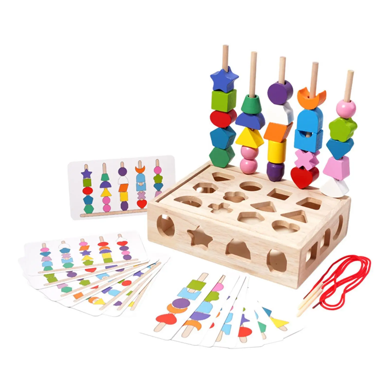 Montessori Toy Bead Sequencing Set Shape Sorter for Boys Girls Birthday Gift