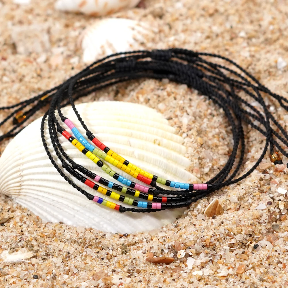 1PC Bohemian Jewelry Hawaiian Vacation Beach Multicolor Bracelet Adjustable Bracelet Glass Bead Pearl Women Bracelet