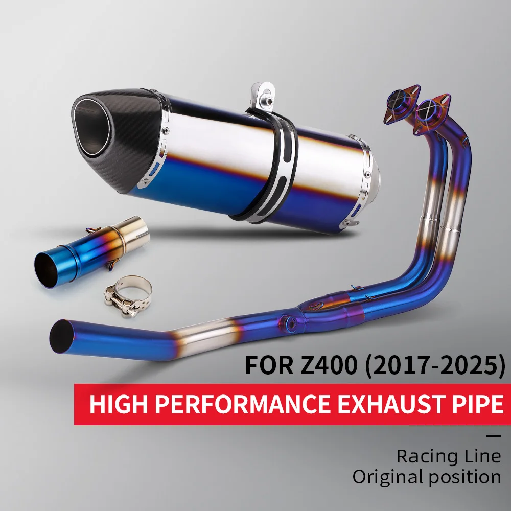 For Z400 Ninja 400 (2017-2025 model) Motorcycle Stainless Steel Full Z400 Exhaust System Complete Kit R77-51mm Muffler