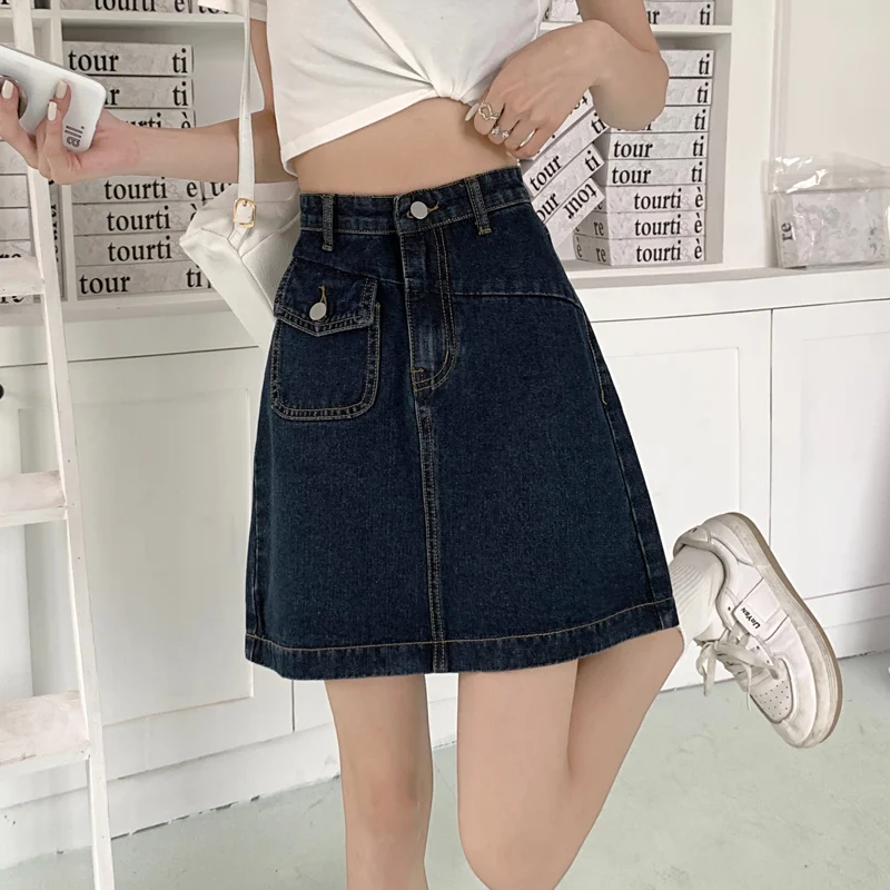 ハイウエストデニムスカート レディース 夏デザインセンセーション スモールエンススカート 2025新作 ラップアラウンドAラインスカート