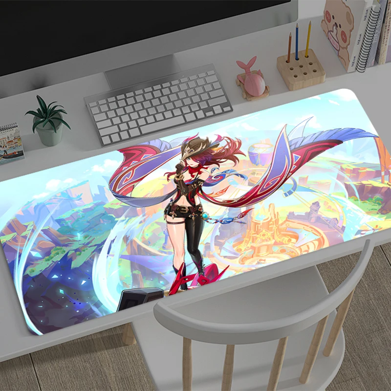 Large Mouse pad Genshin Impact Chasca game player keyboard pad non-slip office study desk mat floor mat coaster PC game Mousepad