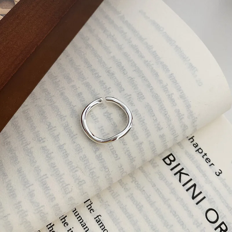 Offene Ringe aus 925er-Sterlingsilber mit gewellter Linie für Damen und Herren, eleganter Luxus-Schmuck, Accessoires, Großhandel mit Schmuck – Detail 6