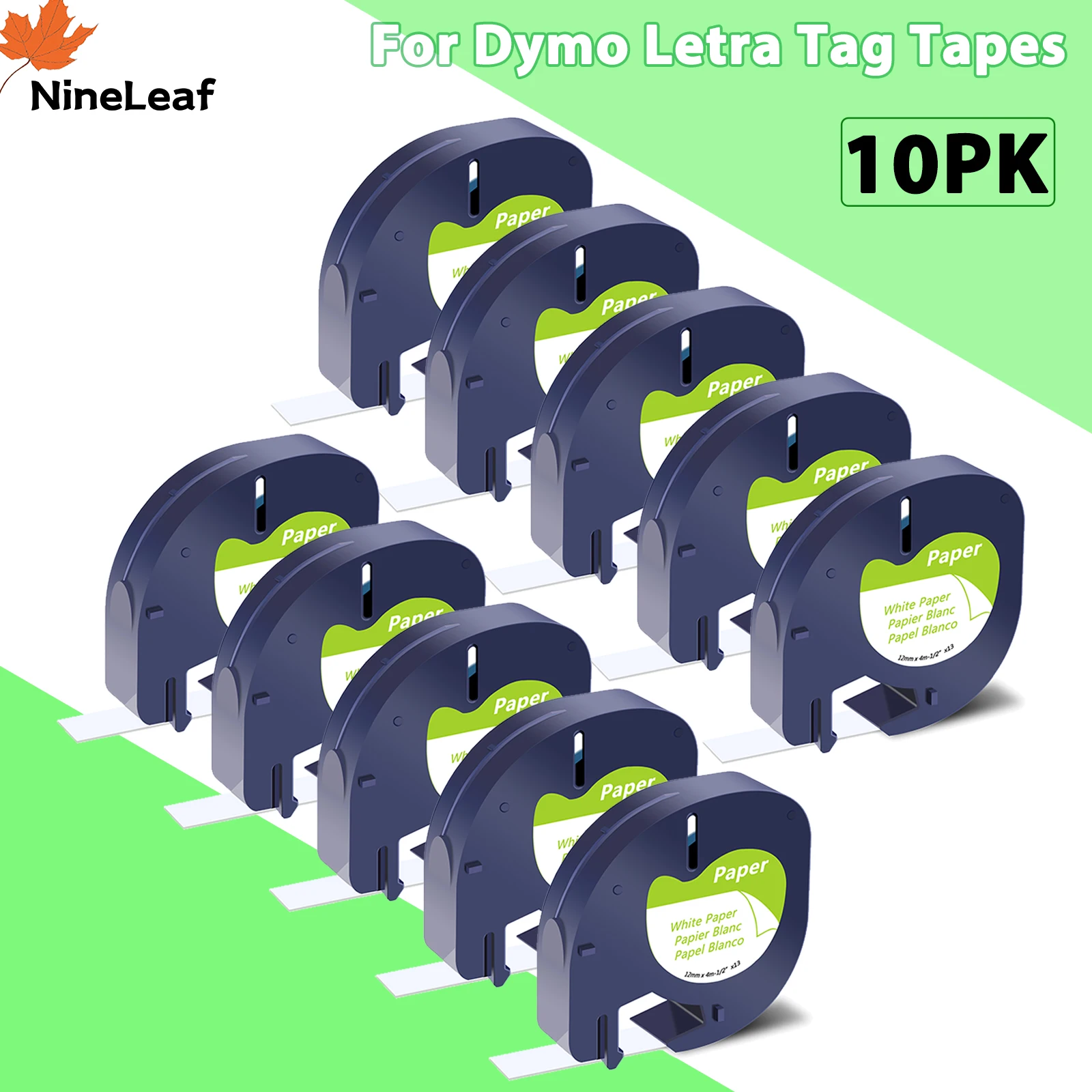 3-10PK 12mm Letra Tag Tapes Compatible for Dymo LetraTag A91330 A91331 A16952 Plastic/ Paper Label Tape For LetraTag Plus LT100H
