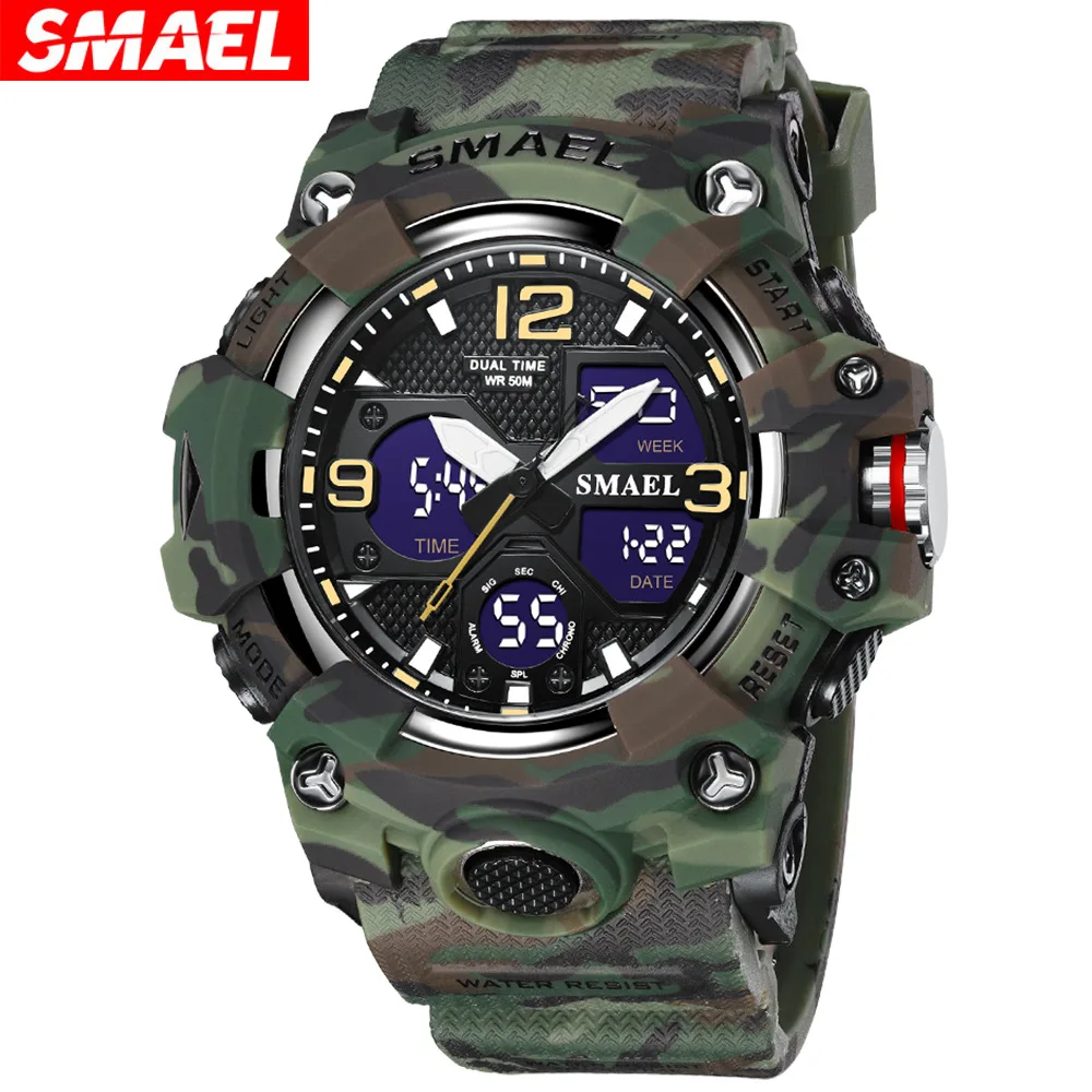 Smael outdoor tactical digital watch - men's trendy multifunctional waterproof wristwatch with large dial