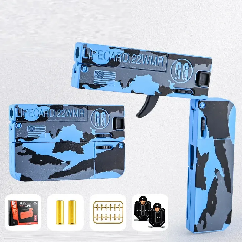 New Upgraded Lifecard Metal Folding Gun Toy for Kids Adult, Pistol Toys Gun With Soft Bullets Alloy Shooting Model For Adults