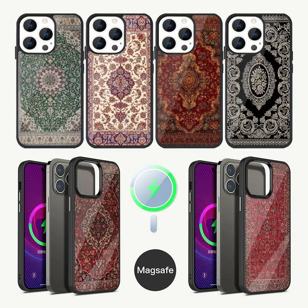 

Persian Carpet Floral Pattern Phone Case For iPhone 17,16,15,14,13,12,11,Plus,Pro,Max Mini Magsafe Magnetic Wireless Charging