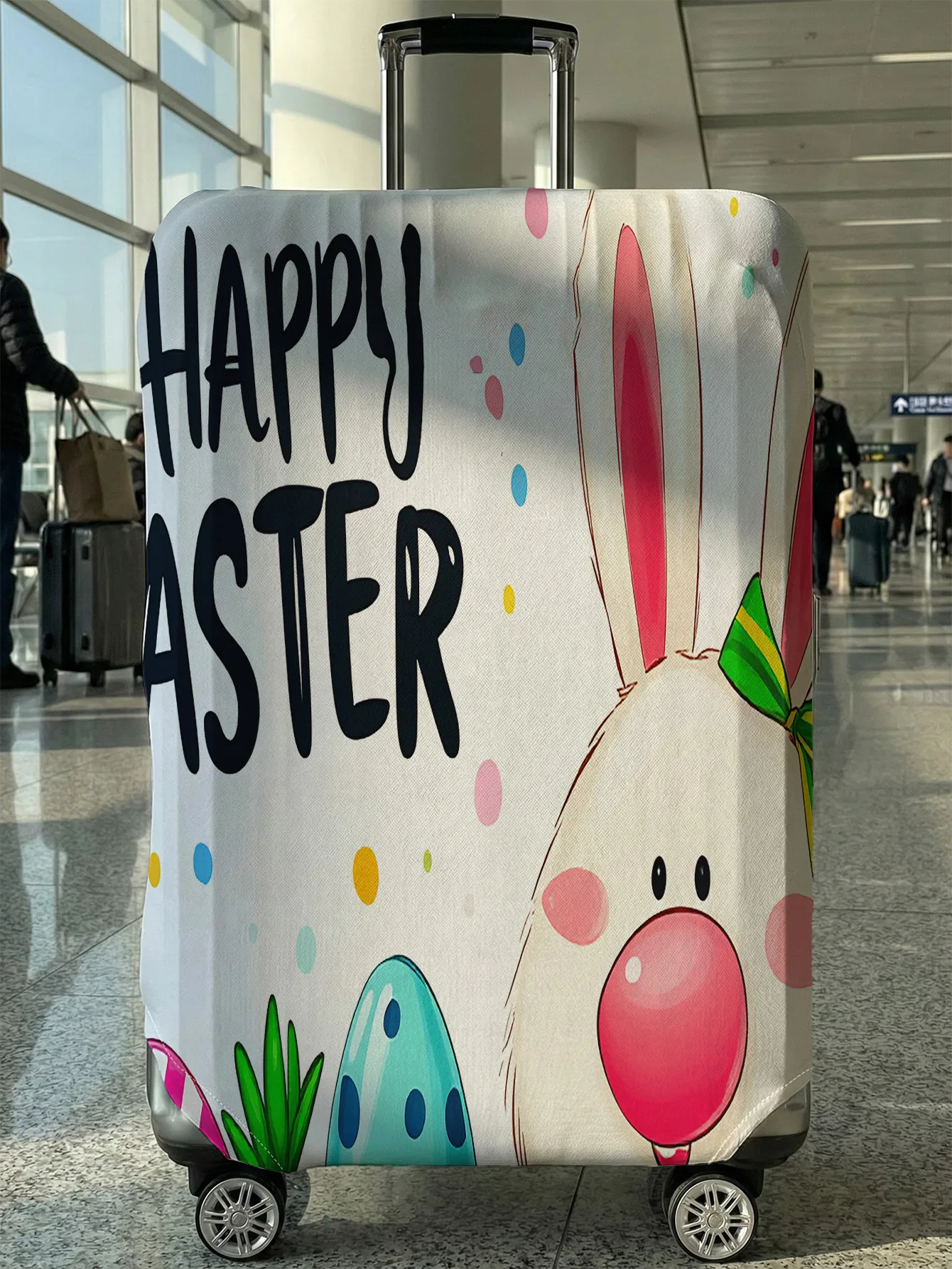 

Забавный чехол для чемодана с кроликом и яйцом к Пасхе, подходит для чемоданов 18-32 дюймов, чехол на ручку чемодана, дорожные аксессуары