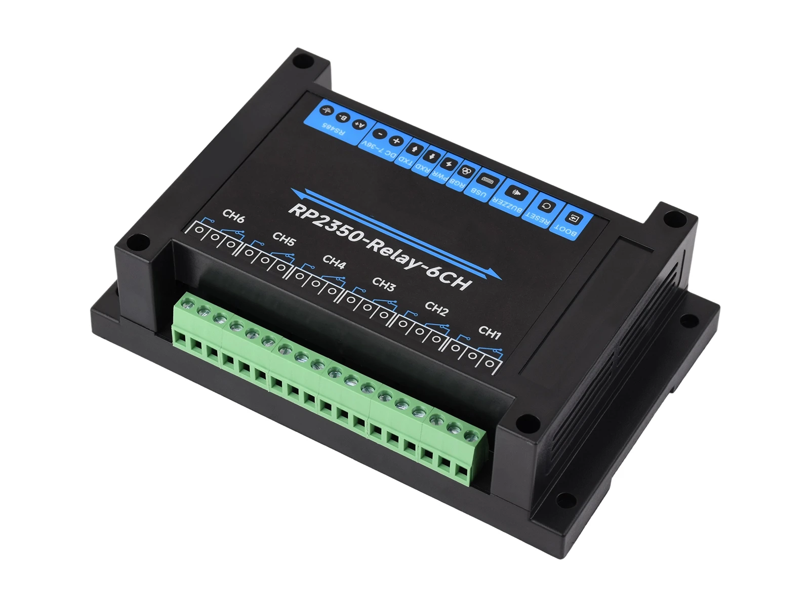 

Industrial 6-Channel RP2350 Relay Module, Onboard RS485 / Pico HAT interfaces, With Multiple Isolation Protection Circuits