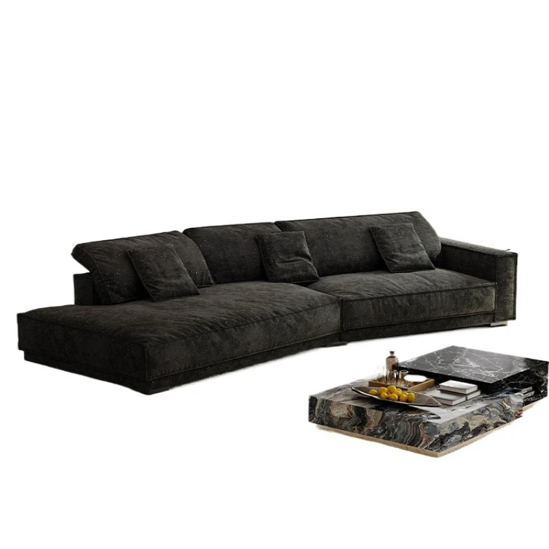 

Диван специальной формы, итальянская минималистская гостиная, большой плоский пол, супер широкий сидящий большой угловой диван из глубокого синели