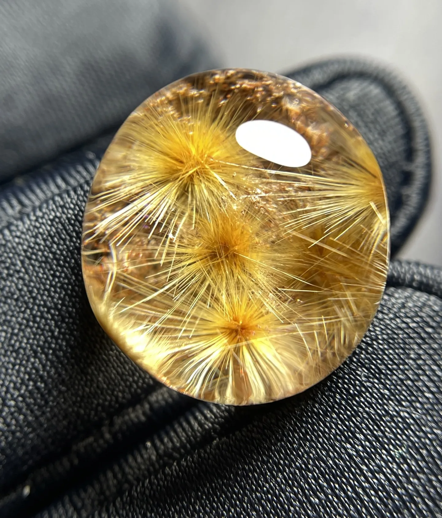 Natural Gold Rutilated Quartz Pendant Rutilated Quartz 16.7*15.4*11mm Flower Men Women Brazil AAAAAAA