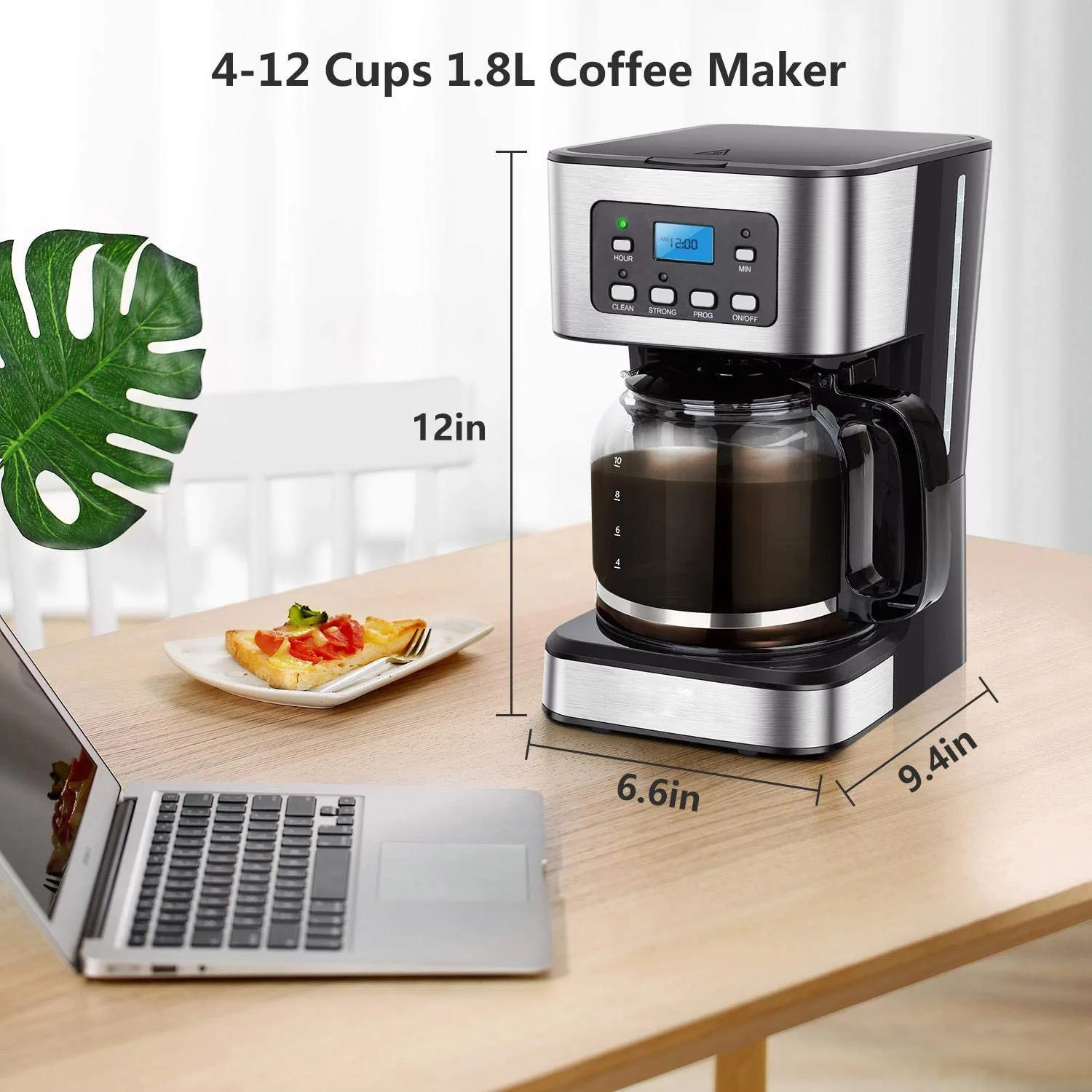 1. EU & US Plug 1.5L Drip Coffee Maker 950W 24‑Hour Programmable Keep‑Warm Function Household Brewing Appliance