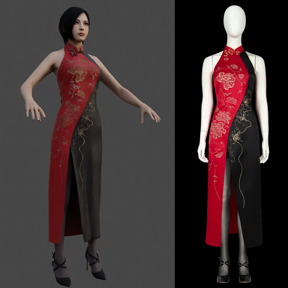 

Ada Wong Cheongsam Style Cosplay Costume Full Set Women All Sizes Customizable Halloween Carnival Comic Con