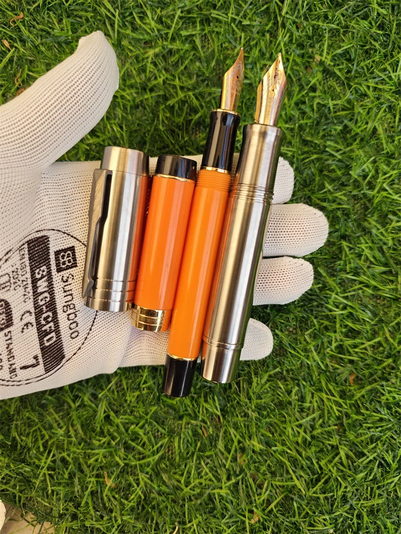 Titanium Alloy Homemade Piston Ink Pocket Tofu Fountain Pen Metal Jinhao NO.8 Nib Business Writing Smooth Office Gift