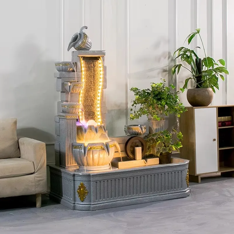 #q-Light Luxury Flowing Water Fountain Ornament Modern Waterfall Decor For Living Room Home Office Tea Room Meditation Areao*