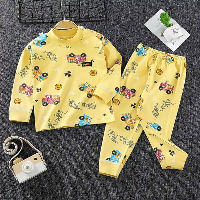 Mới Trẻ Em Bé Trai Bé Gái Pyjama Bộ Hoạt Hình In Tay Dài Cổ Chữ O Áo Thun Áo Kèm Quần Tập Đi Cho Bé Mùa Thu Đông Ngủ Quần Áo