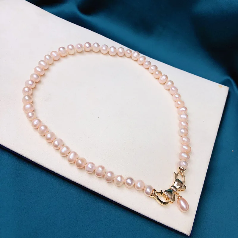 

Natural Freshwater Real Pearl Necklace Choker for Women Zhuji Spring Summer Fresh Elegant Collarbone Chain Trendy Gift for Frien