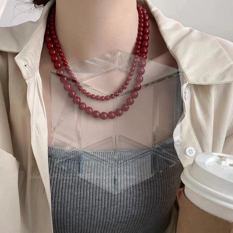 Vintage Light Luxury Pearl Sweater Chain Ingot Magnetic Silver Buckle Elegant Long Necklace Women Aesthetic Daily Wear Jewelry