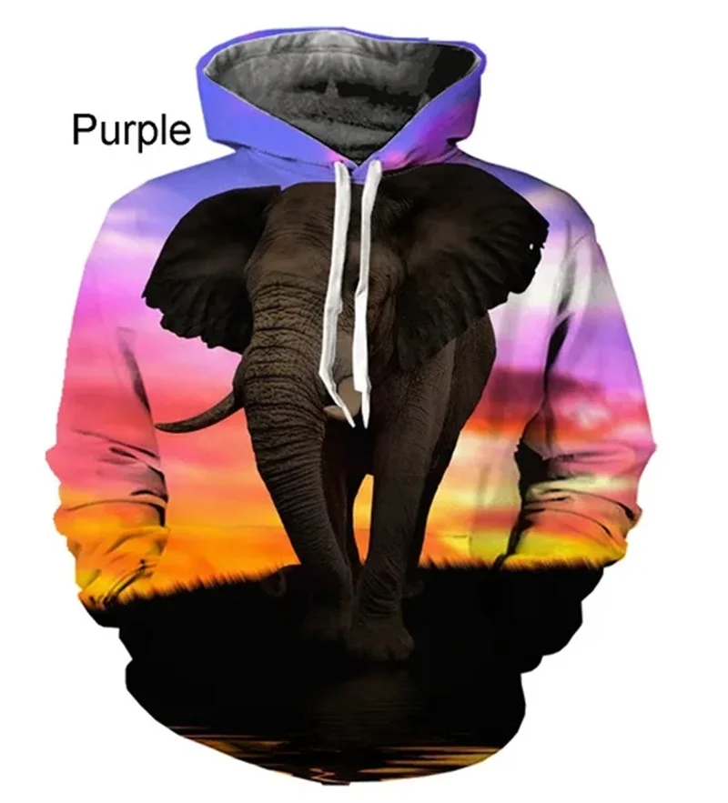 

3D Elephant Printed Pop Hoodies For Men Cute Animla Graphic Pullovers Kids Fashion Streetwear Sweatshirts Women Harajuku Hoodie