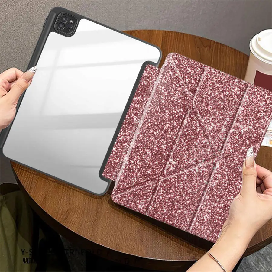With Pen Slot Cover Tablet Case For iPad 12th 11th Air 8 M2 M3 3 Mini 7 6 5 Pro M4 13 2025 2026 10th Gen 9th Rose Chip Texture