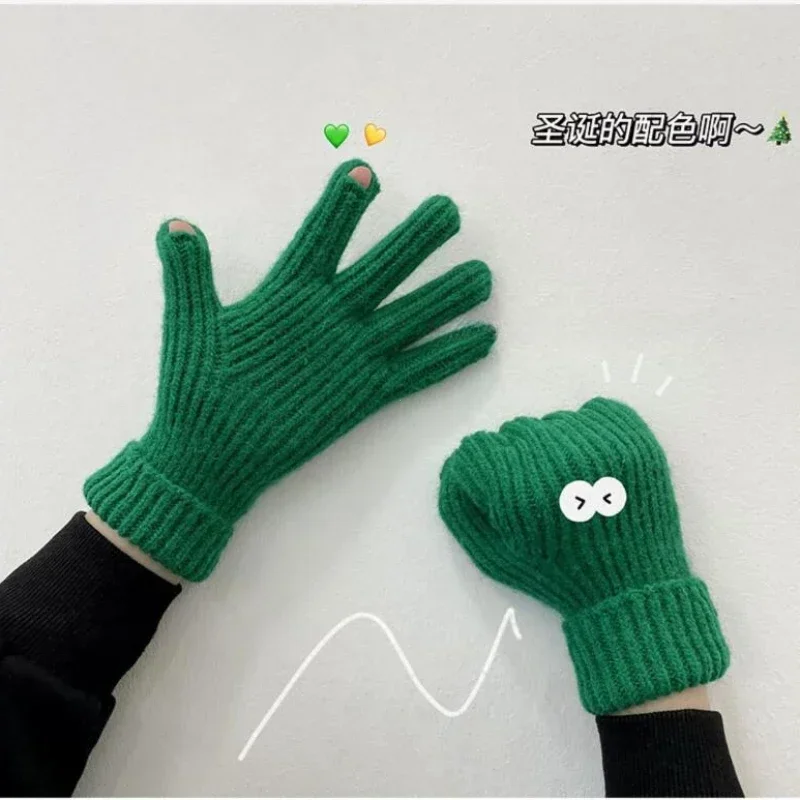 New Touch Screen Gloves for Playing Phone Women Winter Thicken Warm Knitted Stretch Gloves Full Finger Outdoor Skiing Gloves Y2K