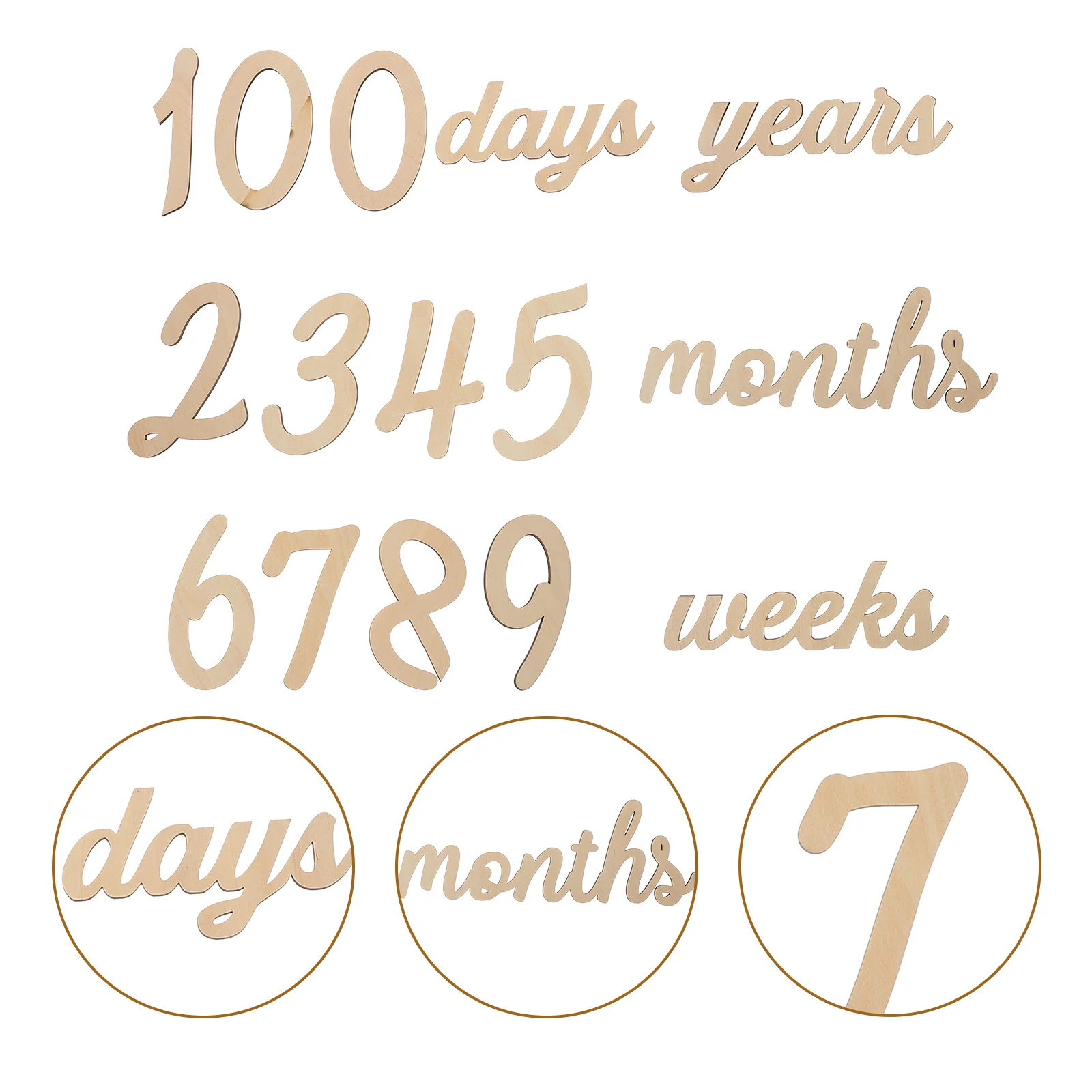 

1Set Wood Wall Ornament Set for Newborn Party - DIY Monthly Cards Infant Birthday Decorative Signs Photography