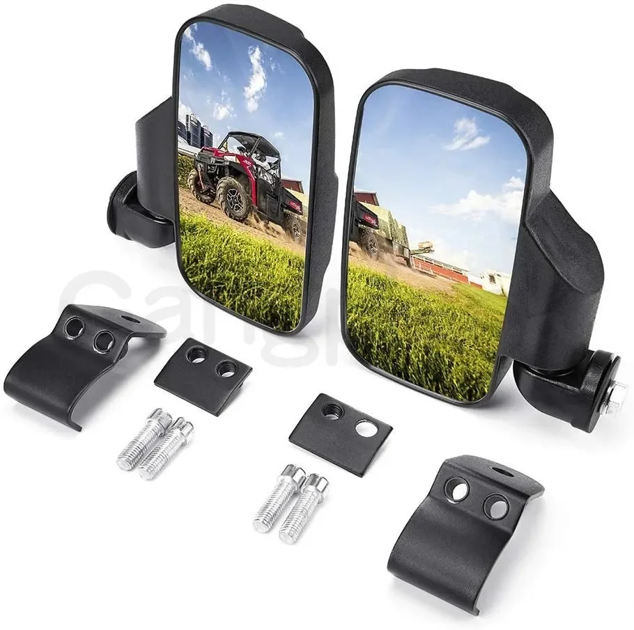 ATV Rearview Mirror Black A Pair Set UTV Side Mirror Reflector Electric Vehicle Scooter Universal Rear-vision Reversing Mirrors