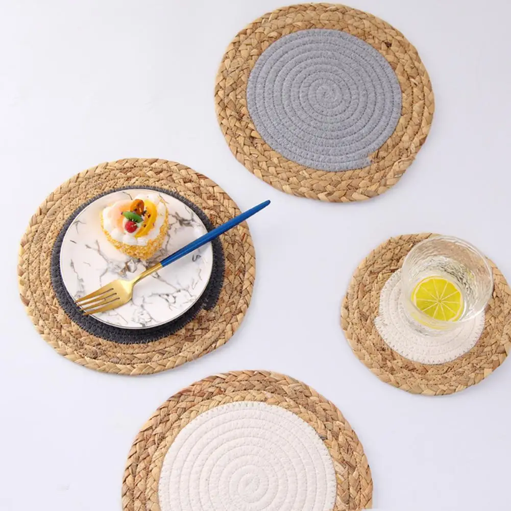 Anti-scalding Table Mat Handwoven Round Coaster Set Heat-resistant Non-slip Placemats Eco-friendly Durable Table for Kitchen