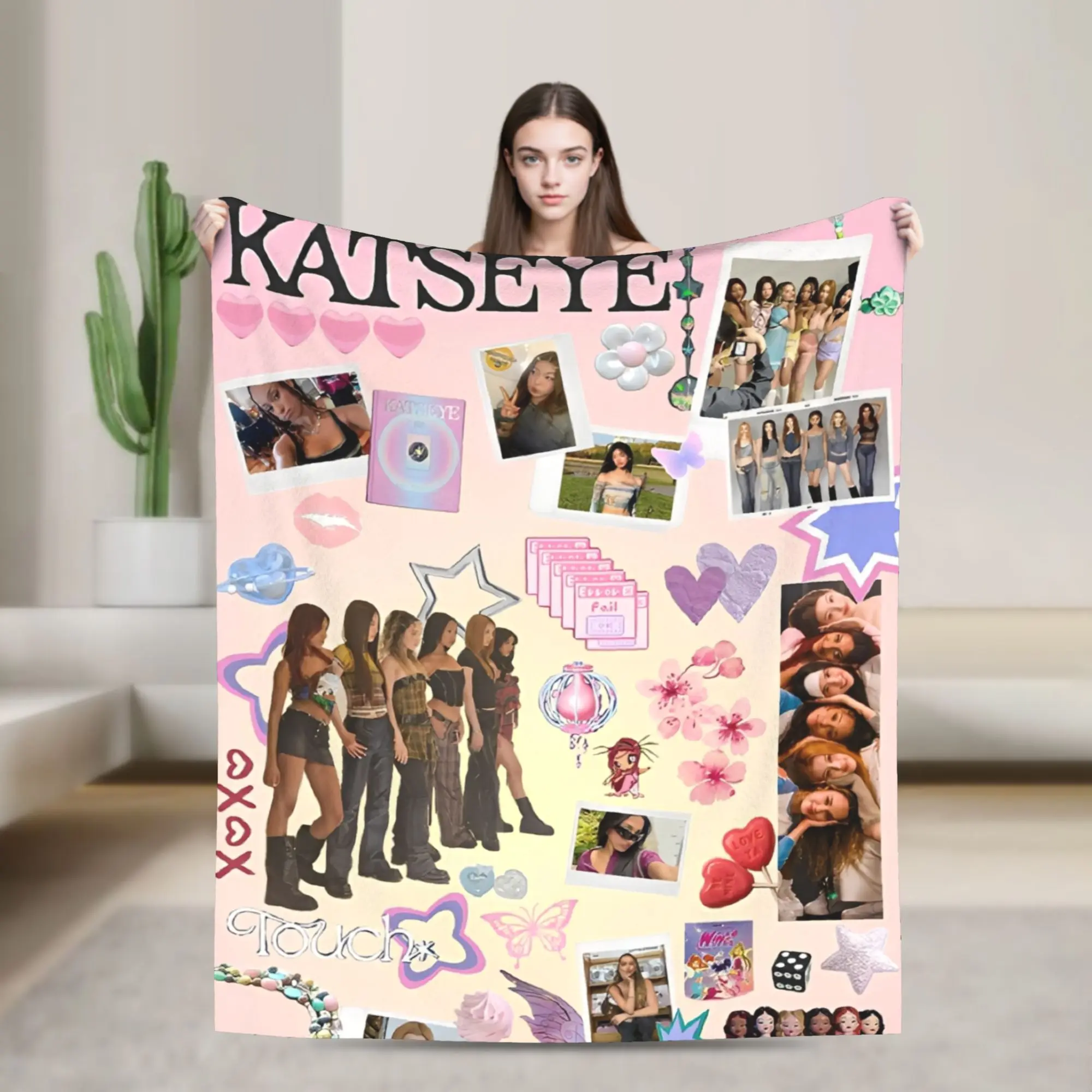 Katseyes Kpop Idol Blanket Korean Style Fuzzy Awesome Warm Throw Blankets for Coverlet  Winter